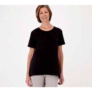 Susan Graver SG Sport Top ~ sz XL Cotton Modal Spandex Hi-Low Hem Black A479173